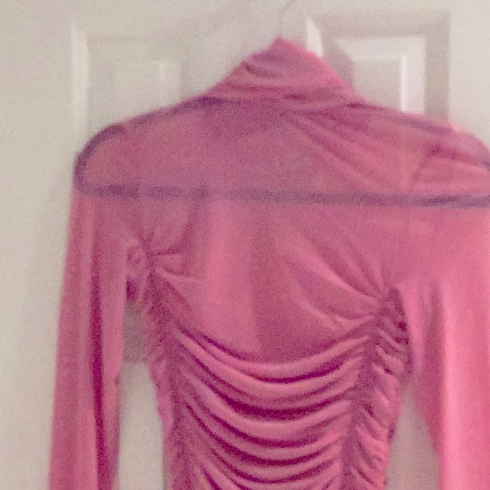 Free People Pink Mesh Ruched Bodysuit - Picture 2 of 8